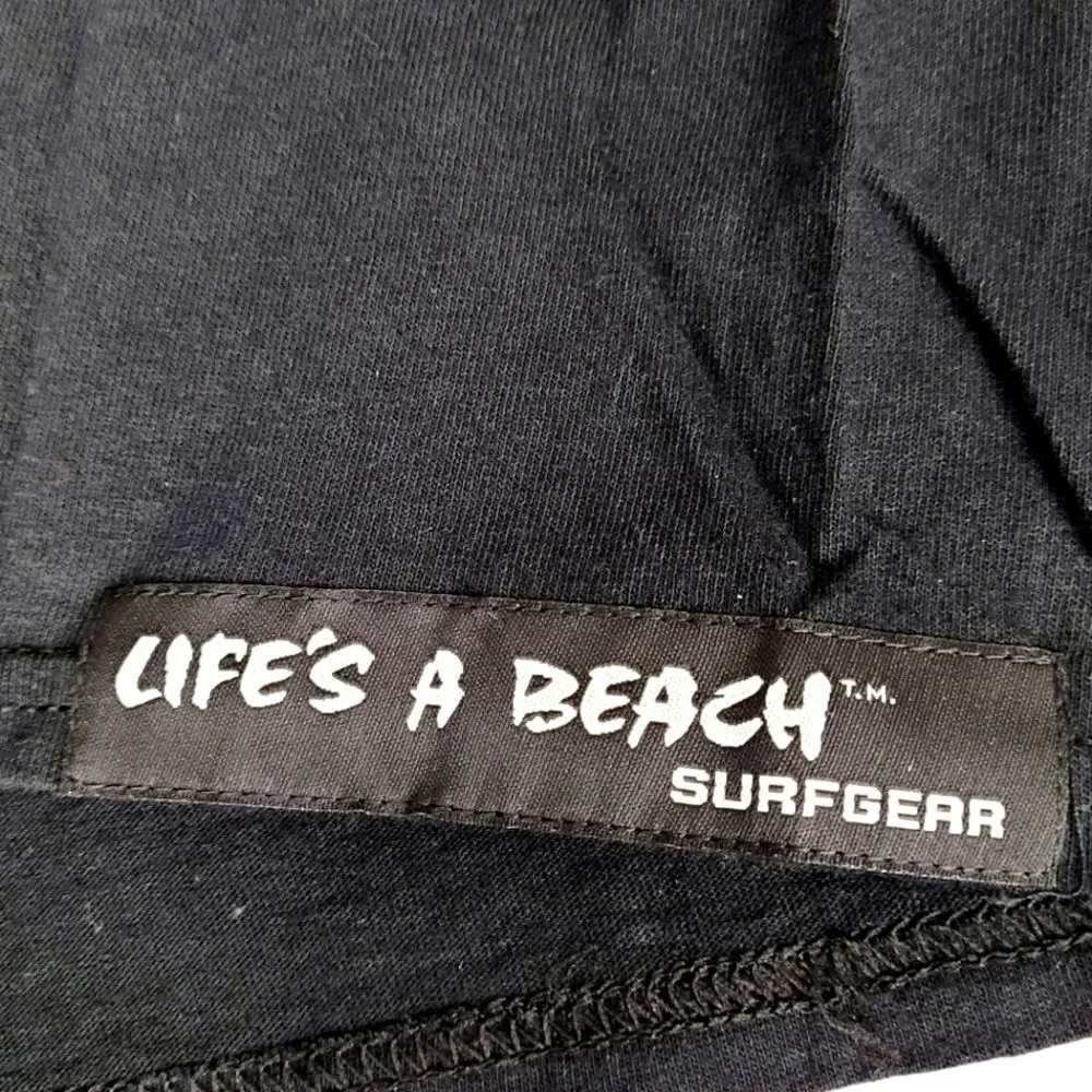Lifes A Beach Mens Black & Green Cotton Short Sleeve Graphic Tee T shirt Size S - Picture 4 of 8